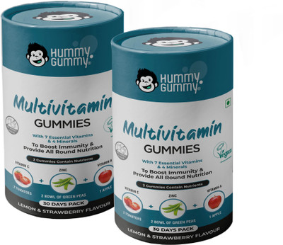HUMMY GUMMY Multivitamin Gummies for Kids & Adult, No Added Sugar 60 Gummies(2 x 30 No)