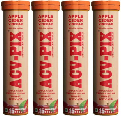 acv-pix APPLE CIDER VINEGAR EFFERVESCENT WITH MOTHER VITAMIN B6&B12 FOR WEIGHT LOSS(4 x 15 Tablets)