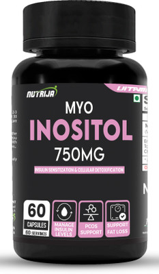 NutriJa Inositol Capsules 750mg Manage Insulin Levels, Ideal Supplement for PCOS/PCOD(60 Capsules)