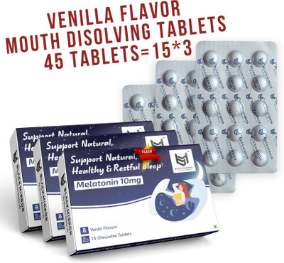 Black mirror MELATONIN 10MG for HEALTHY NATURAL & RESTFUL SLEEP SUPPORT chewable tablets(3 x 15 No)