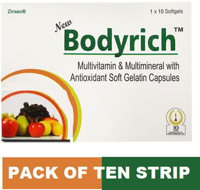 Zinsec Bodyrich ANTEX MULTIVITAMIN & MULTIMINERAL WITH ANTIOXIDANT SOFT GELATIN CAP(10 x 10 Capsules)