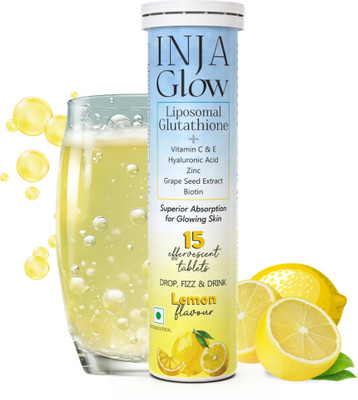 inja Glow Liposomal Glutathione + Vitamin C & E, 4x Effective - Lemon Flavour(15 Tablets)