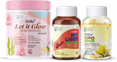 FYTIKA Let it Glow Pineapple-200G + Fit Liver-60 Tabs + EPO 1000-60 Softgel(3 x 133.33 g)