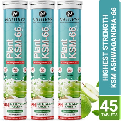 NATURYZ Plant KSM 66 Ashwagandha Tablets With Vitamin D3 For Muscle Recovery & Immunity(3 x 15 Tablets)