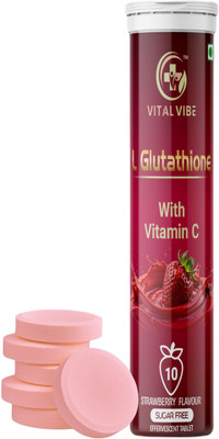 VITAL VIBE Glutathione 500mg Tablets with Hyaluronic acid & Vitamin C for Glowing Skin(10 Tablets)