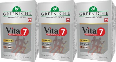 Greeniche Vita 7 Multivitamin with Ginseng for Energy, Stamina & Immunity(3 x 30 Capsules)