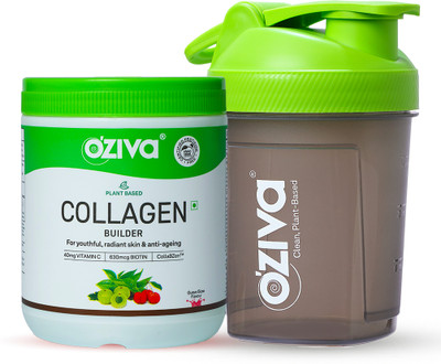 OZiva Vegan Collagen (Guava Glow) with Biotin & Vitamin C For Brighter + Sipper(140 g)