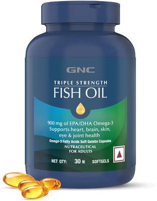GNC Triple Strength Fish Oil - 1500 mg with 900 mg of EPA/DHA Omega 3s(30 No)