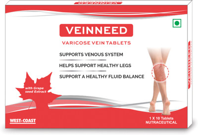 West Coast Veinneed Varicose Vein Tablet with Grape Seed Extract for Leg Care - 10 Tablets(10 Tablets)