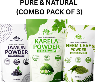INTIMIFY Neem Karela Jamun Powder | For Diabetic Care | Control Blood Sugar Level(3 x 100 g)