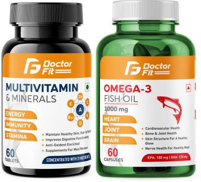 DOCTORFIT Multivitamin and Fish Oil (60 Tablets + 60 Softgels), 2 Piece(s)/Pack(2 x 60 No)