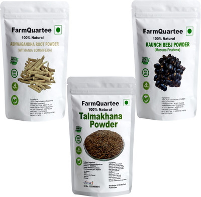 FarmQuartee BLACK KAUNCH ,TALMAKHANA & ASHWAGANDHA POWDER (50 GM EACH )(3 x 50 g)