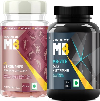 MUSCLEBLAZE MB-Vite Daily Multivitamin with StrongHer Women Multivitamin (Combo)(2 x 45 Tablets)