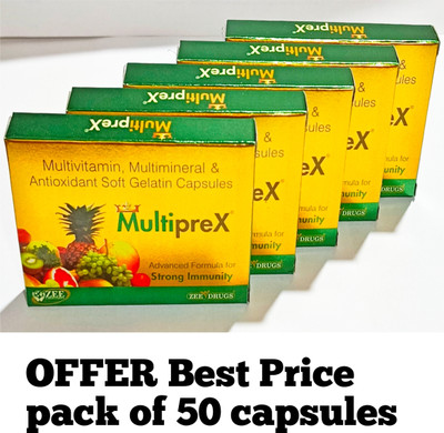 Multiprex New multivitamin multimineral and antioxidant soft gelatin 50 capsules(5 x 10 Capsules)