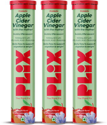 The Plant Fix Plix Probiotic+ Apple Cider Vinegar Effervescent Tablets for Gut Health & Metabolism(3 x 15 Tablets)