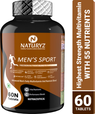 NATURYZ Men's Sport Multivitamin With 55 Vital Nutrients & 8 Performance Blends(60 Tablets)