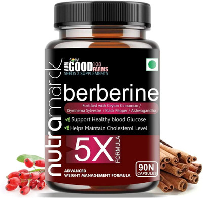 NUTRAMARCK Berberine 5X Capsules | Supports Healthy Blood Sugar & Cholesterol(90 Capsules)