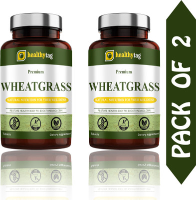 Healthy Tag Wheatgrass 800 mg Tablets (D229)(2 x 60 Tablets)