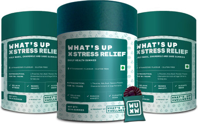 What's Up Wellness Stress & Anxiety Relief Gummies | 90 Days for Men & Women(3 x 30 No)