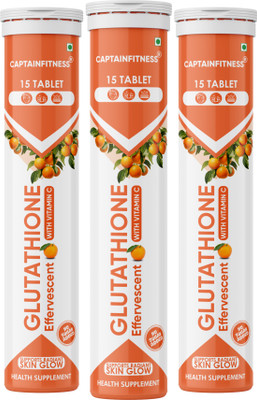 CaptainFitness L-Glutathione Effervescent Tablet with Vitamin C to Reduce Pigmentation|p15|(3 x 15 Tablets)