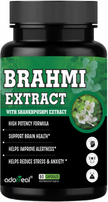 Adorreal Brahmi Leaves & Shankhpushpi Capsules–Ayurvedic Brain Tonic for Memory(60 Capsules)