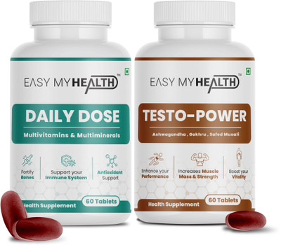 EASY MY HEALTH DAILY DOSE Multivitamins & Testosterone Supplement for Men combo pack (120 tabs)(2 x 60 Tablets)