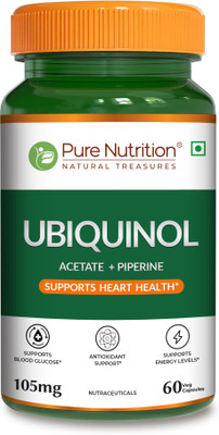 Pure Nutrition Ubiquinol Acetate + Piperine 105mg | Supports Heart, Energy & Antioxidant Health(60 Capsules)