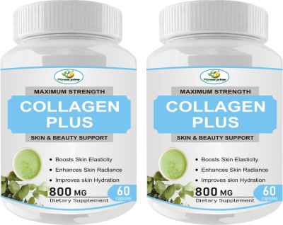 Fitness Prime Collagen 800 mg Capsules for Glowing & Radiat Skin | Skin Repair & Regeneration(2 x 60 Capsules)