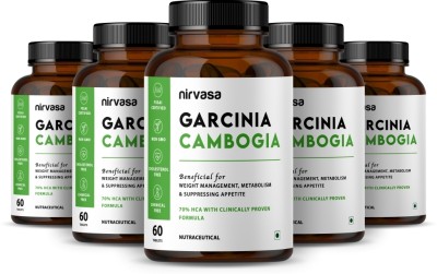 Nirvasa Garcinia Cambogia Tablets For Weight Loss with Green Tea(5 x 60 Capsules)