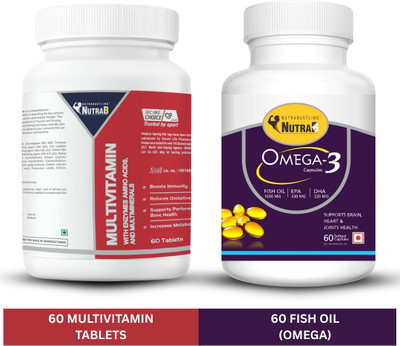 Nutrabustling Fish Oil with Omega 3 and Multivitamin Combo For Men and Women(120 Tablets)