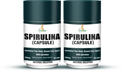 grinbizz Spirulina Capsule Support Heart Care/Weight Management/Digestive Care/Skin Care(2 x 30 Capsules)