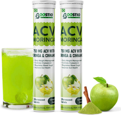 boostiq ACV Moringa (Green Apple)To Control Cravings, Apple Cider Vinegar,No Added Sugar(2 x 15 Tablets)