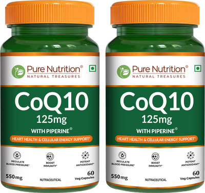 Pure Nutrition Bio COQ-10 (A Bio Enhanced Cellular Energy Capsules -60 Pack Of 2(2 x 60 Capsules)