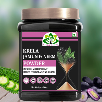 Aura Kriya Natural Neem Karela Jamun Powder - Maintain Blood Sugar Levels/Neem Karela Jamun(300 g)