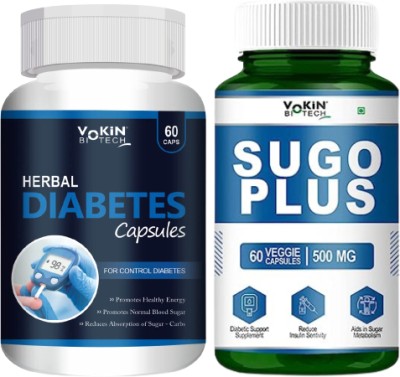 Vokin Biotech Herbal Diabetes & Sugo Plus for Control Diabetes, Normalize Blood Sugar(2 x 60 Capsules)