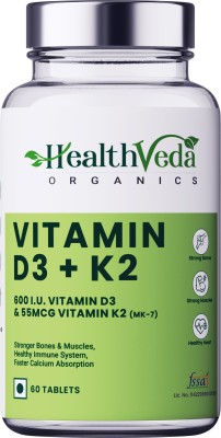 Health Veda Organics Vitamin D3+K2 For Healthy Bones & Joints Health(60 Tablets)