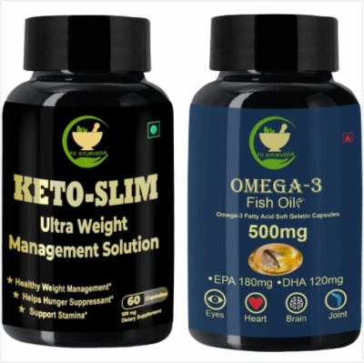 FIJ AYURVEDA Keto Slim ultra Weight Management with Omega 3 Capsule – Combo Pack(1000 mg)