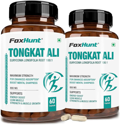 FOX HUNT Tongkat Ali Root Extract Capsule For Men Extra Energy Strength Supplement-800 mg(2 x 60 Capsules)