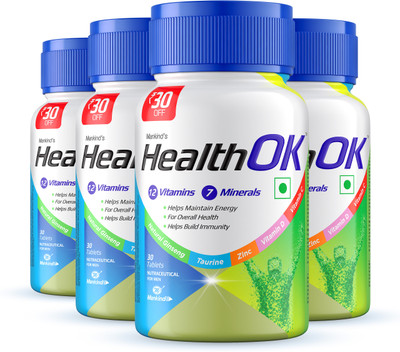 Health Ok Mankind With Multivitamin&Improve Energy, Builds Immunity 30 Tablets x pack of 4(4 x 30 Tablets)