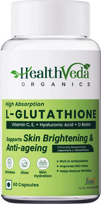 Health Veda Organics Plant Based L-Glutathione Capsule, Antioxidant Support for Anti-Ageing(60 Capsules)