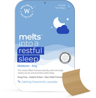 Wellbeing Nutrition Melts Restful Sleep Melatonin 5mg | Deep Sleep Supplement for Heathy Sleep cycle(30 No)