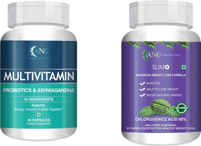ANC Slimo Advanced Weight Loss & Multivitamin with Probiotics & Ashwagandha(2 x 60 Tablets)