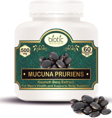 biotic Mucuna Pruriens Extract (Kaunch Beej/Kapikachhu) 500 mg - 60 Veg Capsules(60 No)