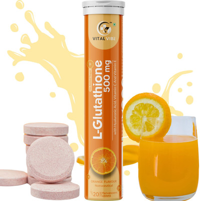 VITAL VIBE Fizz Skin Renew Glutathione 500 mg With Vitamin C to Support Skin Glow(20 Tablets)