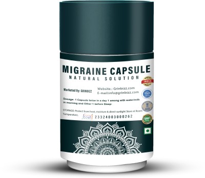 grinbizz Migraine Capsule Instantly Reduces Migraines and Headaches,Migraine Relief(3 x 30 Capsules)