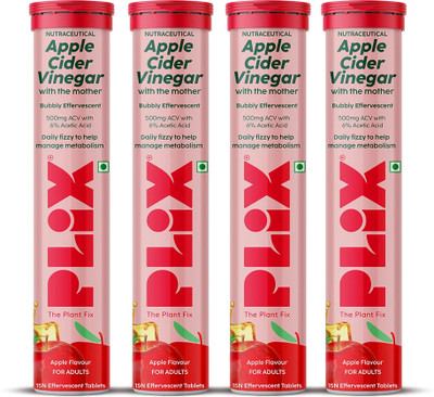 The Plant Fix Plix Apple Cider Vinegar Effervescent Tablet with mother,Vit B6 & B12 for weight loss(4 x 15 No)