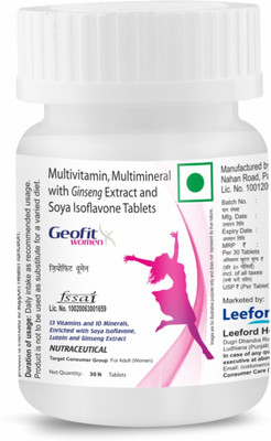 GEOFIT Multivitamin Tablets for Women With Ginseng Extract Pack of 1(30 Tablets)