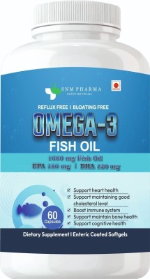 SNM Pharma Omega 3 Fish Oil 1000 mg with 180 mg EPA and 120 mg DHA(60 Capsules)