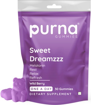 Purna Gummies Melatonin Wild Berry Flavor Gummies For Sleep Well & Reduced Stress(30)