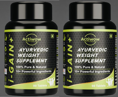 ACTIWOW Igain plus ayurvedic ultimate weight gainer unisex improving muscle Gain(2 x 90 Tablets)